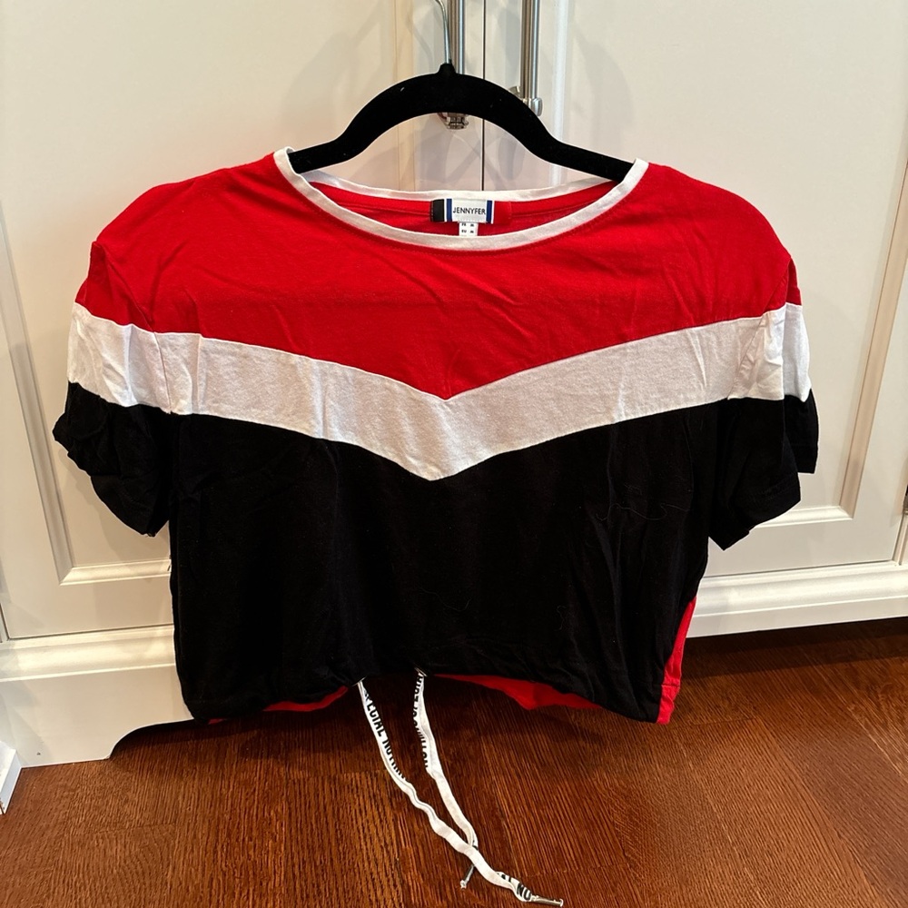 Red and black crop top
